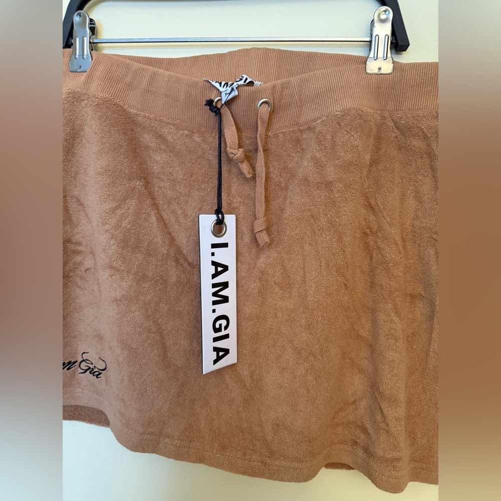 I AM GIA skirt XL NWT Terry Cloth Tan